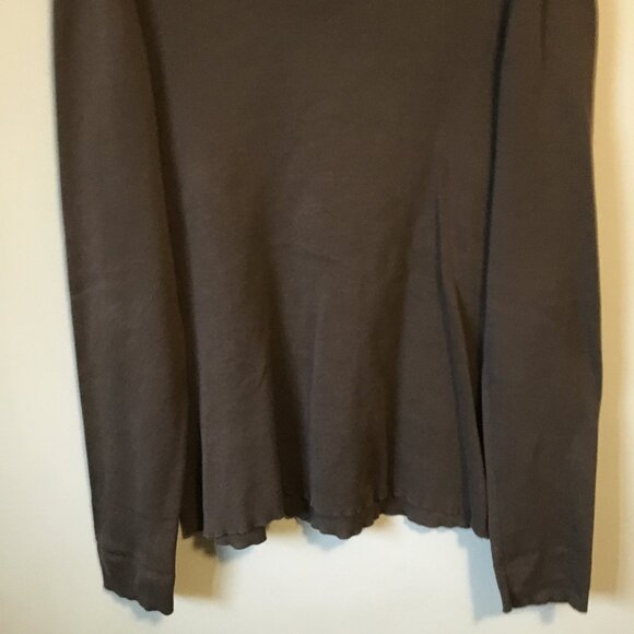 Club Monaco Long Brown Cotton Blend Knit V-Neck Sweater - Picture 7 of 14